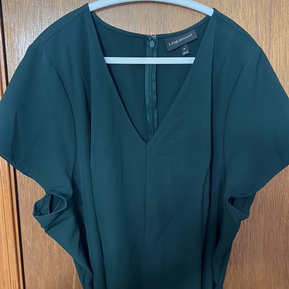 EUC Lane Bryant Classic VNeck Dark Green Dress WITH POCKETS Size 28 - Picture 2 of 5